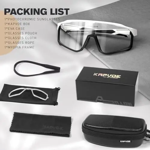 KAPVOE Photochromic Cycling Glasses Men Women Clear Mountain Bike Sunglasses MTB Sports Transition Triathlon Running - K93 - 6