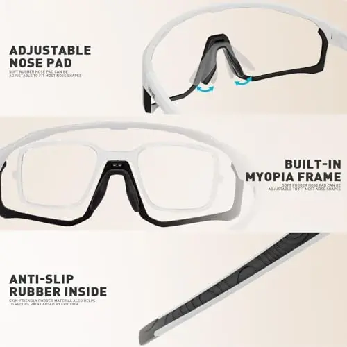 KAPVOE Photochromic Cycling Glasses Men Women Clear Mountain Bike Sunglasses MTB Sports Transition Triathlon Running - K93 - 3