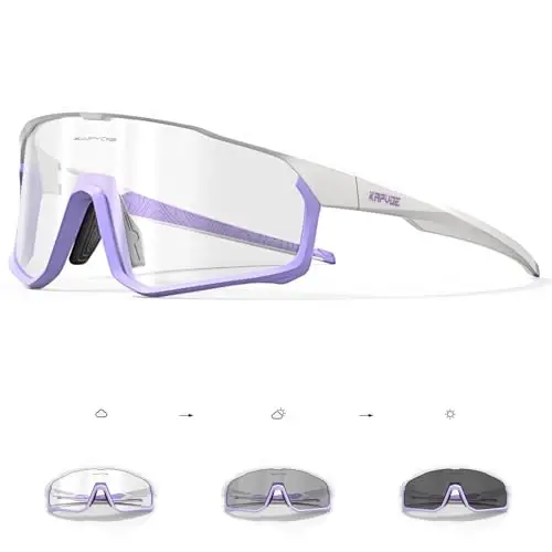 KAPVOE Photochromic Cycling Glasses Men Women Clear Mountain Bike Sunglasses MTB Sports Transition Triathlon Running - K93 