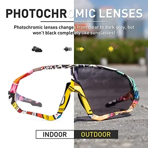 KAPVOE Photochromic Cycling Glasses Men Women Mountain Bike Sunglasses Clear MTB Bicycle Riding - 3