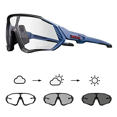 KAPVOE Photochromic Cycling Glasses Men Women Mountain Bike Sunglasses Clear MTB Bicycle Riding - K9408 