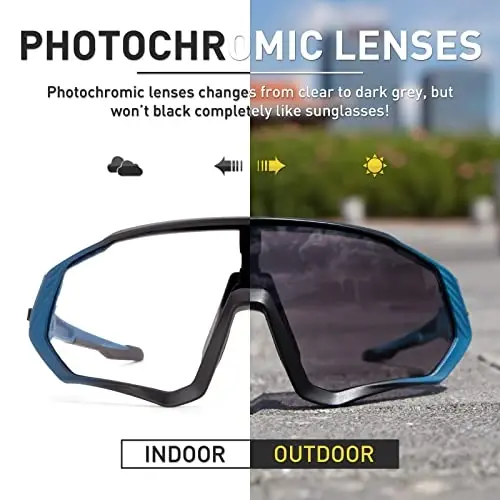 KAPVOE Photochromic Cycling Glasses Men Women Mountain Bike Sunglasses Clear MTB Bicycle Riding - K9408 - 3