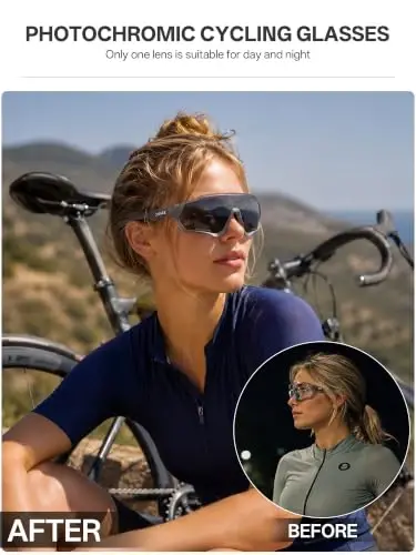 KAPVOE Photochromic Cycling Glasses Men Women Mountain Bike Sunglasses Clear MTB Bicycle Riding - K9408 - KAPVOE (1)