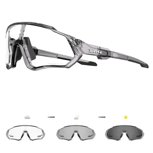 KAPVOE Photochromic Cycling Glasses Men Women Mountain Bike Sunglasses Clear MTB Bicycle Riding - K9408 