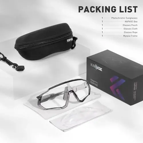 KAPVOE Photochromic Cycling Glasses Men Women Mountain Bike Sunglasses Clear MTB Bicycle Riding - K9408 - 5