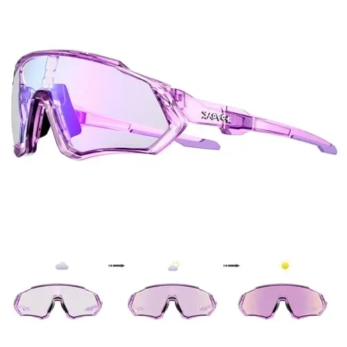 KAPVOE Photochromic Cycling Glasses Men Women Mountain Bike Sunglasses Clear MTB Bicycle Riding - K9408 