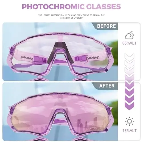 KAPVOE Photochromic Cycling Glasses Men Women Mountain Bike Sunglasses Clear MTB Bicycle Riding - K9408 - 3