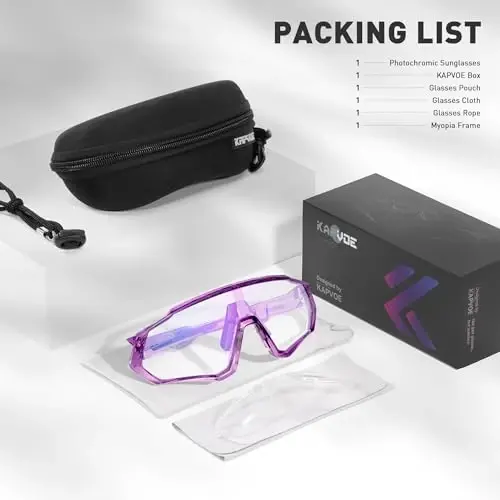 KAPVOE Photochromic Cycling Glasses Men Women Mountain Bike Sunglasses Clear MTB Bicycle Riding - K9408 - 5