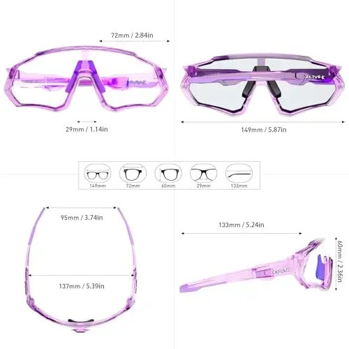 KAPVOE Photochromic Cycling Glasses Men Women Mountain Bike Sunglasses Clear MTB Bicycle Riding - K9408 - 6