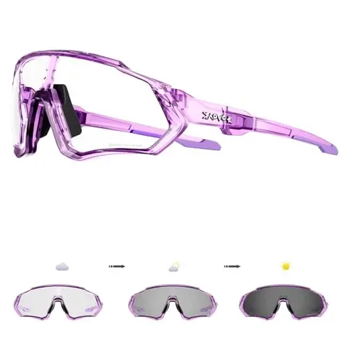 KAPVOE Photochromic Cycling Glasses Men Women Mountain Bike Sunglasses Clear MTB Bicycle Riding - K9408 