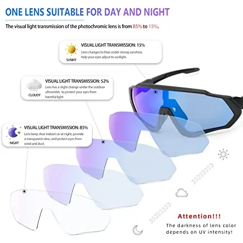 KAPVOE Photochromic Cycling Glasses Men Women Mountain Bike Sunglasses Clear MTB Bicycle Riding - K9408 - 5