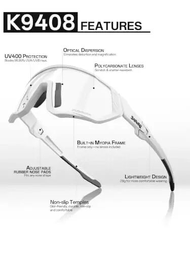 KAPVOE Photochromic Cycling Glasses Men Women Mountain Bike Sunglasses Clear MTB Bicycle Riding - K9408 - 4