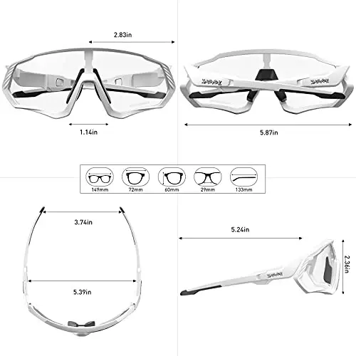 KAPVOE Photochromic Cycling Glasses Men Women Mountain Bike Sunglasses Clear MTB Bicycle Riding - K9408 - 5