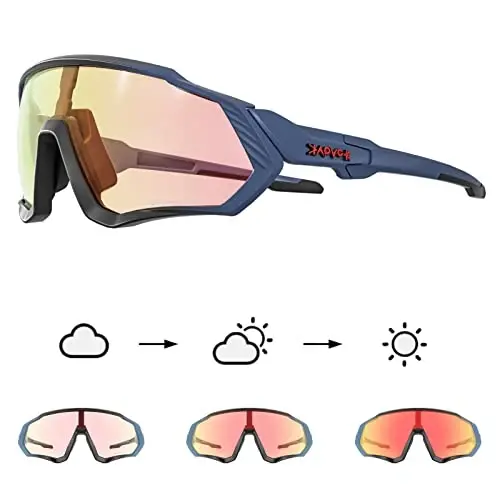 KAPVOE Photochromic Cycling Glasses Men Women Mountain Bike Sunglasses Clear MTB Bicycle Riding - K9408 - 1