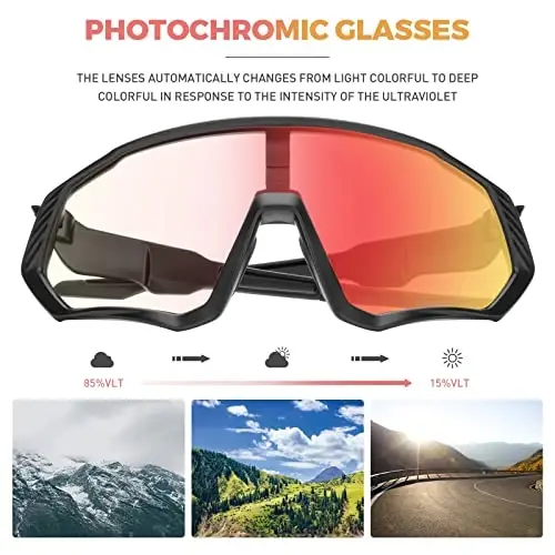 KAPVOE Photochromic Cycling Glasses Men Women Mountain Bike Sunglasses Clear MTB Bicycle Riding - K9408 - 4