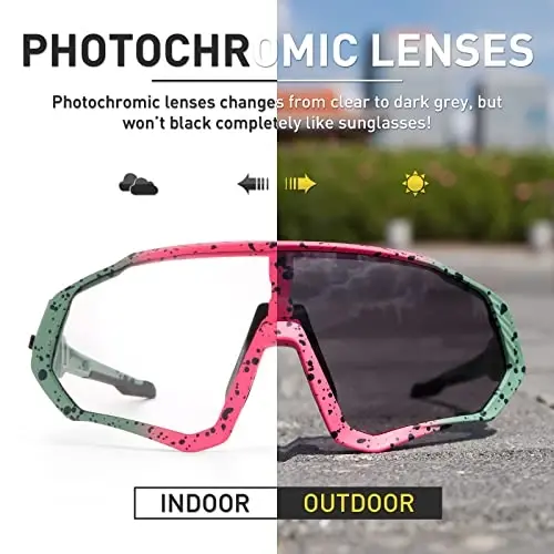 KAPVOE Photochromic Cycling Glasses Men Women Mountain Bike Sunglasses Clear MTB Bicycle Riding - K9408 - 3