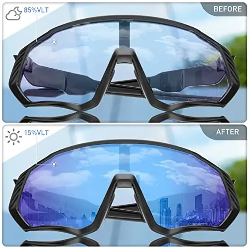 KAPVOE Photochromic Cycling Glasses Men Women Mountain Bike Sunglasses Clear MTB Bicycle Riding - K9408 - 3