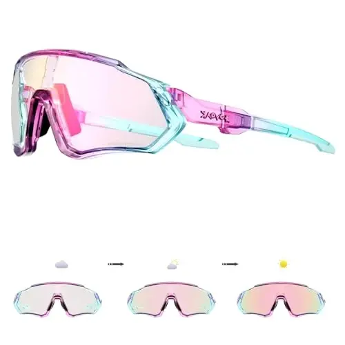 KAPVOE Photochromic Cycling Glasses Men Women Mountain Bike Sunglasses Clear MTB Bicycle Riding - K9408 