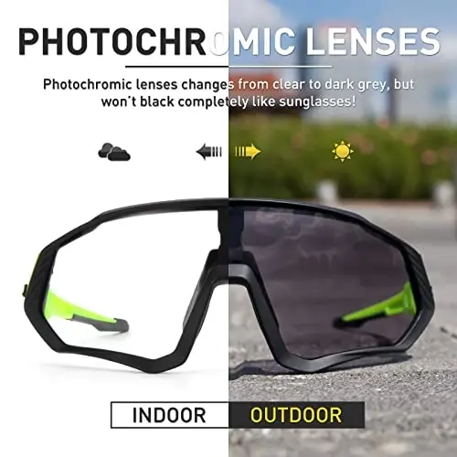 KAPVOE Photochromic Cycling Glasses Men Women Mountain Bike Sunglasses Clear MTB Bicycle Riding - K9408 - 3