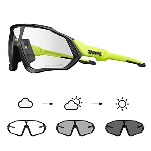 KAPVOE Photochromic Cycling Glasses Men Women Mountain Bike Sunglasses Clear MTB Bicycle Riding - K9408 