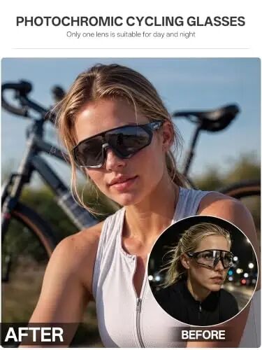 KAPVOE Photochromic Cycling Glasses Men Women Mountain Bike Sunglasses Clear MTB Bicycle Riding - K9408 - KAPVOE (1)