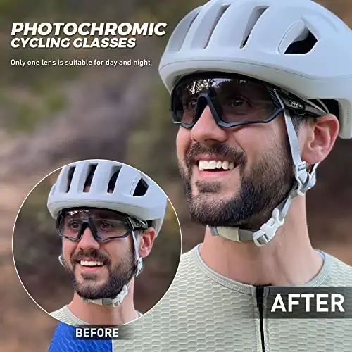 KAPVOE Photochromic Cycling Glasses Men Women Mountain Bike Sunglasses Clear MTB Bicycle Riding - K9408 - 2