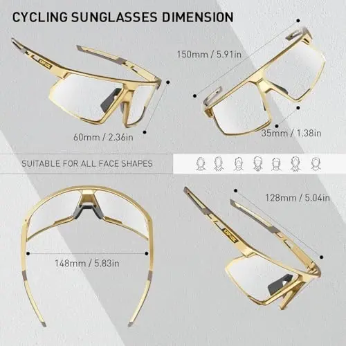 KAPVOE Photochromic Cycling Glasses Men Women Mountain Bike Sunglasses Clear MTB Sports Glasses Bicycle Triathlon Running - 5