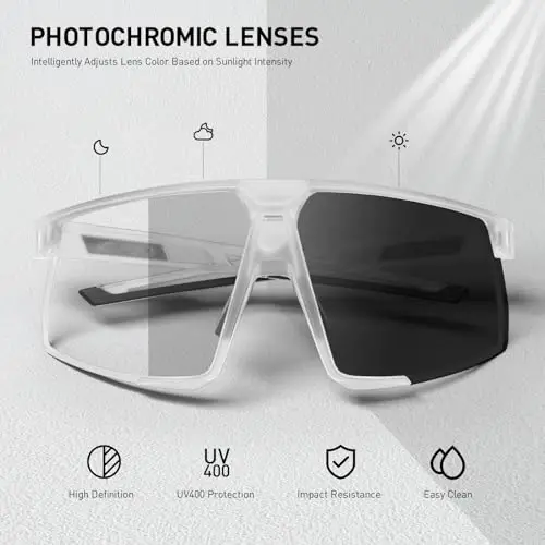 KAPVOE Photochromic Cycling Glasses Men Women Mountain Bike Sunglasses Clear MTB Sports Glasses Bicycle Triathlon Running - 3