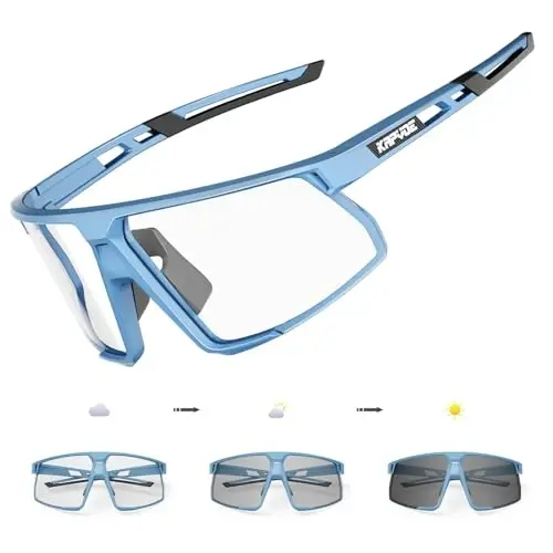 KAPVOE Photochromic Cycling Glasses Men Women Mountain Bike Sunglasses Clear MTB Sports Glasses Bicycle Triathlon Running 