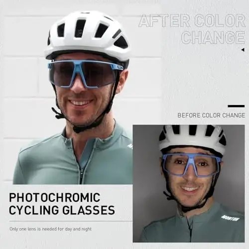 KAPVOE Photochromic Cycling Glasses Men Women Mountain Bike Sunglasses Clear MTB Sports Glasses Bicycle Triathlon Running - 2