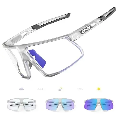KAPVOE Photochromic Cycling Glasses Men Women Mountain Bike Sunglasses Clear MTB Sports Glasses Bicycle Triathlon Running 