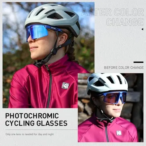 KAPVOE Photochromic Cycling Glasses Men Women Mountain Bike Sunglasses Clear MTB Sports Glasses Bicycle Triathlon Running - 2