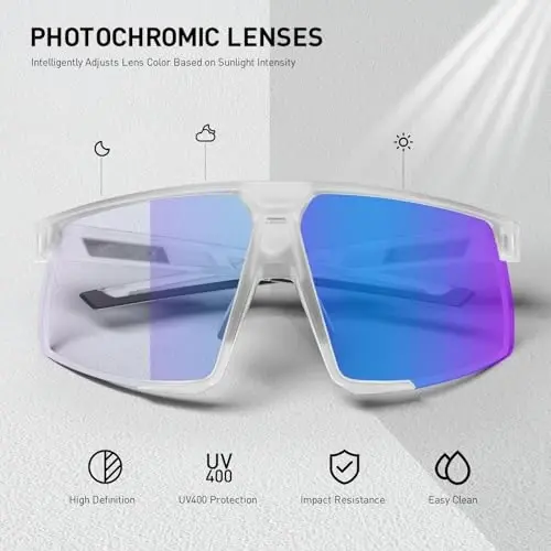 KAPVOE Photochromic Cycling Glasses Men Women Mountain Bike Sunglasses Clear MTB Sports Glasses Bicycle Triathlon Running - 3