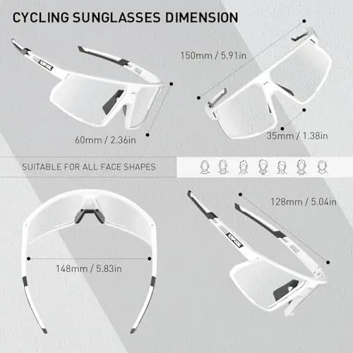 KAPVOE Photochromic Cycling Glasses Men Women Mountain Bike Sunglasses Clear MTB Sports Glasses Bicycle Triathlon Running - 5