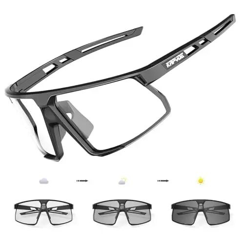 KAPVOE Photochromic Cycling Glasses Men Women Mountain Bike Sunglasses Clear MTB Sports Glasses Bicycle Triathlon Running - KAPVOE