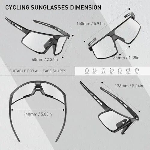 KAPVOE Photochromic Cycling Glasses Men Women Mountain Bike Sunglasses Clear MTB Sports Glasses Bicycle Triathlon Running - 5