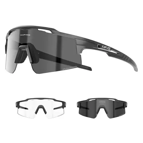 KAPVOE Photochromic Cycling Glasses Mountain Bike Sunglasses Clear MTB Bicycle Riding Baseball Running Golf for Men Women K75 - Modazone