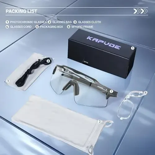 KAPVOE Photochromic Cycling Glasses Mountain Bike Sunglasses Clear MTB Bicycle Riding Baseball Running Golf for Men Women K75 - 4