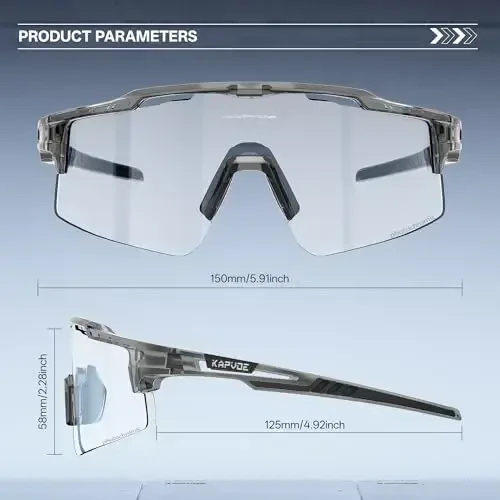 KAPVOE Photochromic Cycling Glasses Mountain Bike Sunglasses Clear MTB Bicycle Riding Baseball Running Golf for Men Women K75 - 4