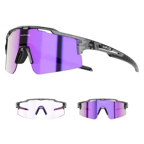 KAPVOE Photochromic Cycling Glasses Mountain Bike Sunglasses Clear MTB Bicycle Riding Baseball Running Golf for Men Women K75 - 1