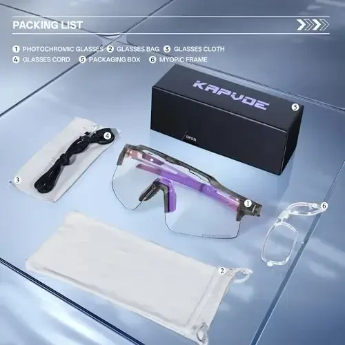 KAPVOE Photochromic Cycling Glasses Mountain Bike Sunglasses Clear MTB Bicycle Riding Baseball Running Golf for Men Women K75 - 4