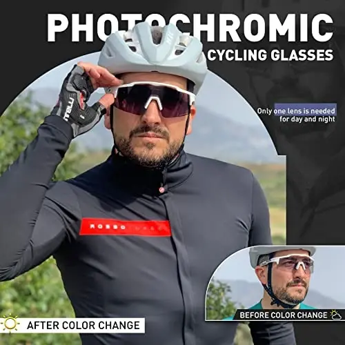 KAPVOE Photochromic Cycling Glasses Mountain Bike Sunglasses Clear MTB Bicycle Riding Baseball Running Golf for Men Women K75 - 2