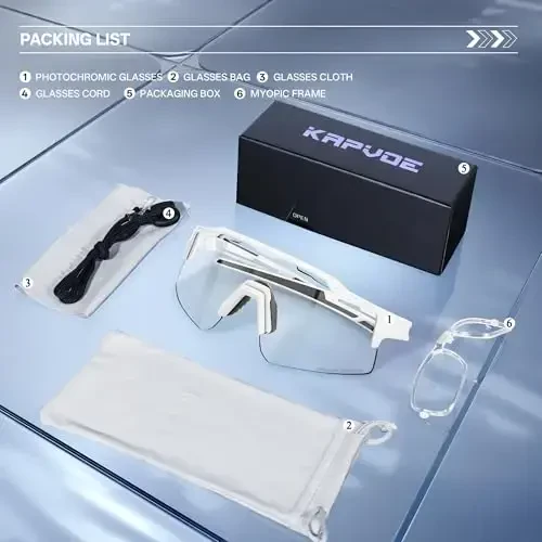 KAPVOE Photochromic Cycling Glasses Mountain Bike Sunglasses Clear MTB Bicycle Riding Baseball Running Golf for Men Women K75 - 4