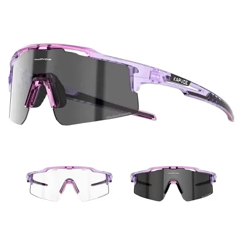 KAPVOE Photochromic Cycling Glasses Mountain Bike Sunglasses Clear MTB Bicycle Riding Baseball Running Golf for Men Women K75 - 1