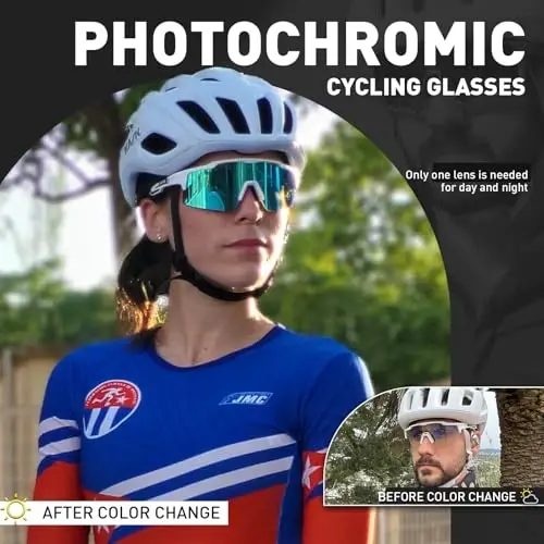 KAPVOE Photochromic Cycling Glasses Mountain Bike Sunglasses Clear MTB Bicycle Riding Baseball Running Golf for Men Women K75 - 2