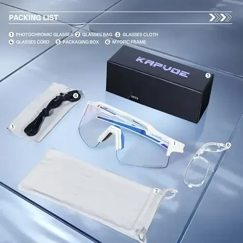 KAPVOE Photochromic Cycling Glasses Mountain Bike Sunglasses Clear MTB Bicycle Riding Baseball Running Golf for Men Women K75 - 4