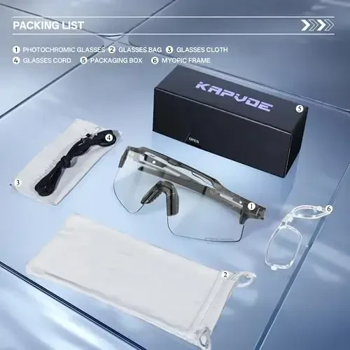 KAPVOE Photochromic Cycling Glasses Mountain Bike Sunglasses Clear MTB Bicycle Riding Baseball Running Golf for Men Women K75 - 3