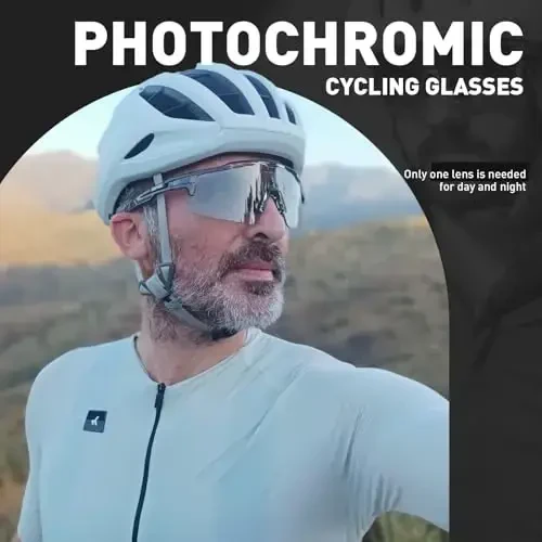 KAPVOE Photochromic Cycling Glasses Mountain Bike Sunglasses Clear MTB Bicycle Riding Baseball Running Golf for Men Women K75 - 6