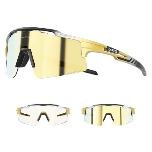 KAPVOE Photochromic Cycling Glasses Mountain Bike Sunglasses Clear MTB Bicycle Riding Baseball Running Golf for Men Women K75 - MODAZONE