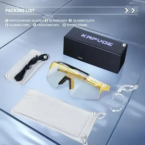 KAPVOE Photochromic Cycling Glasses Mountain Bike Sunglasses Clear MTB Bicycle Riding Baseball Running Golf for Men Women K75 - 4